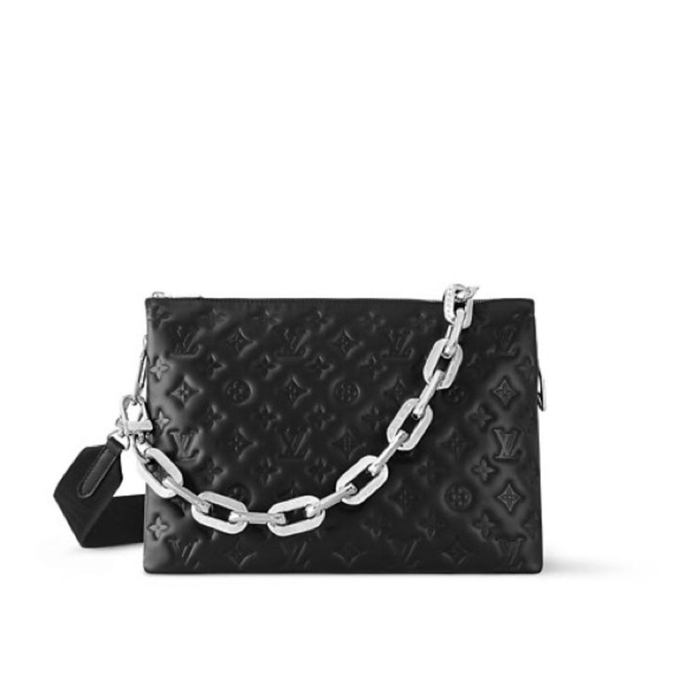 Louis Vuitton Black and Silver Quilted Clutch